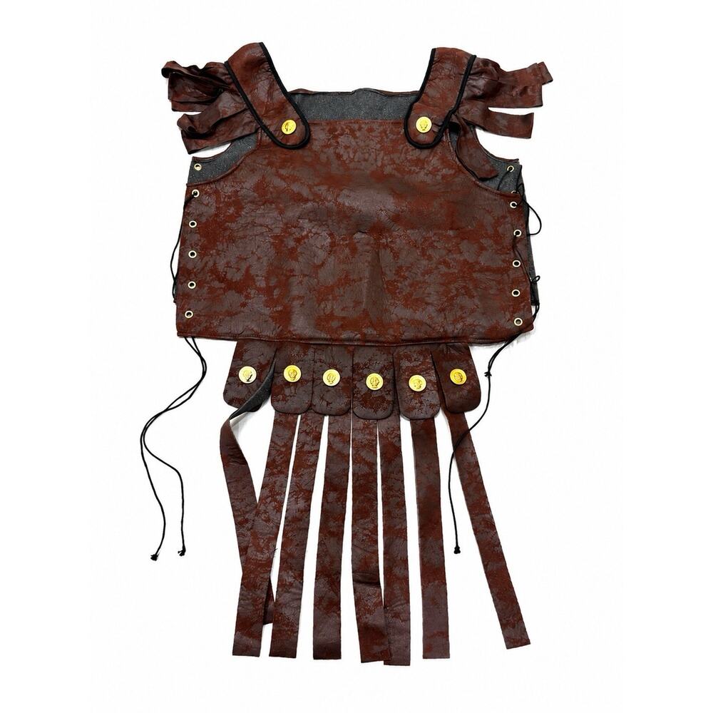 Roman Gladiator Costume Armour Chest Faux Leather Brown LARP Cosplay One Size
